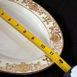 Noritake 175 11 1/2" oval serving platter Gold Christmas Ball